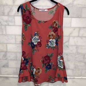 FREE W PURCHASE Sleeveless Floral Peplum Top - M